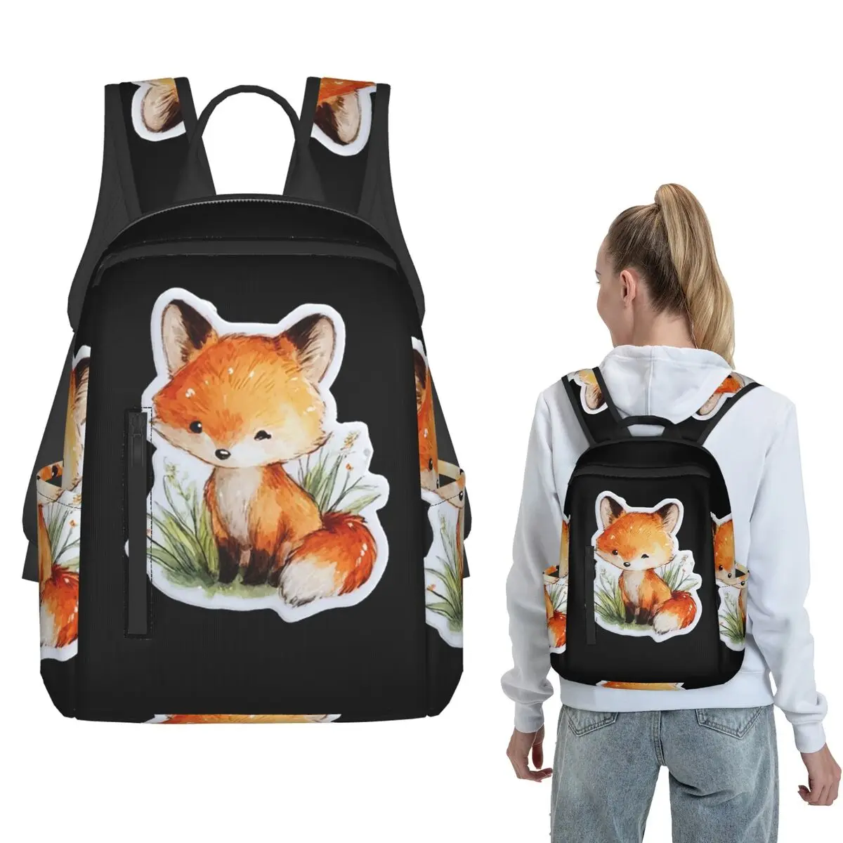 Adorable Watercolor Fox Sitting In Flowers Backpack Large Capacity Children BookBag School Bag Shoulder Bags for Men Women
Adorable Watercolor Fox Sitting In Flowers Backpack Large Capacity Children BookBag School Bag Shoulder Bags for Men Women