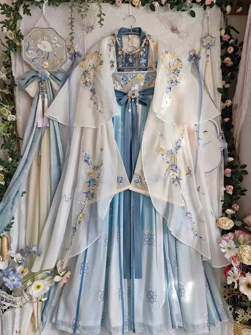 Dress Women Ancient Chinese Hanfu Traditional Embroidery Hanfu Female Fairy Cosplay Costume Summer Dress Blue Hanfu For Women
Dress Women Ancient Chinese Hanfu Traditional Embroidery Hanfu Female Fairy Cosplay Costume Summer Dress Blue Hanfu For Women