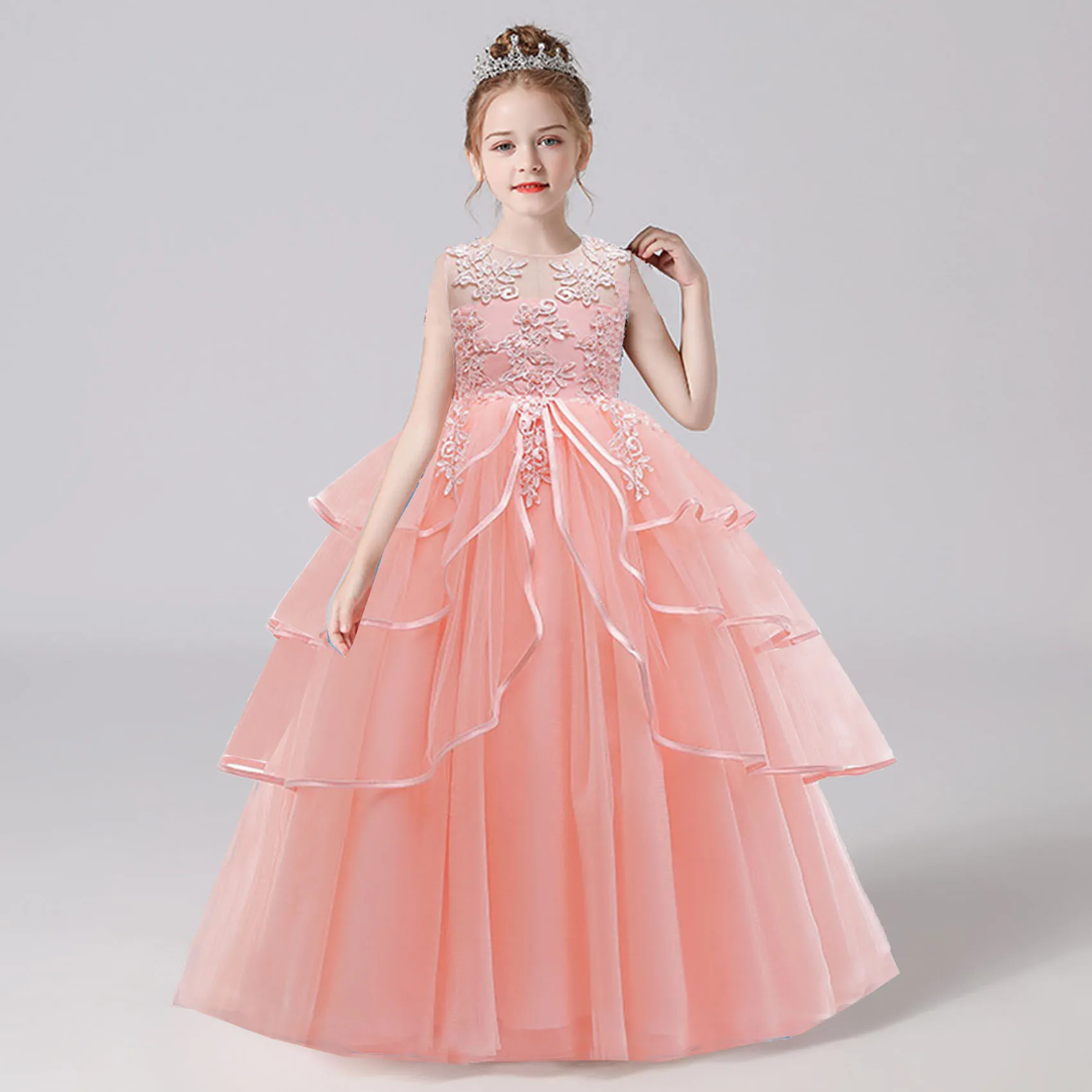 Grace Stylish Toddler Little Big Girls Lace Appliqued Flower Girl Birthday Party Formal Dress Long Pageant Dress AC1080
Grace Stylish Toddler Little Big Girls Lace Appliqued Flower Girl Birthday Party Formal Dress Long Pageant Dress AC1080