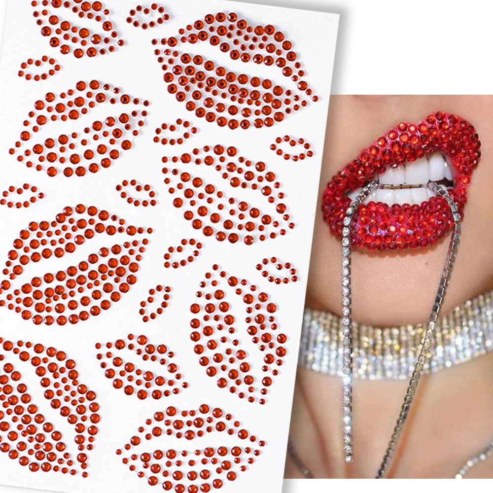 1pc Kiss Red Lips Face Rhinestones Sexy Realistic Lip Body Jewelry Sticker Valentine's Day Gem Stickers Temporary Tattoo Sticker
1pc Kiss Red Lips Face Rhinestones Sexy Realistic Lip Body Jewelry Sticker Valentine's Day Gem Stickers Temporary Tattoo Sticker