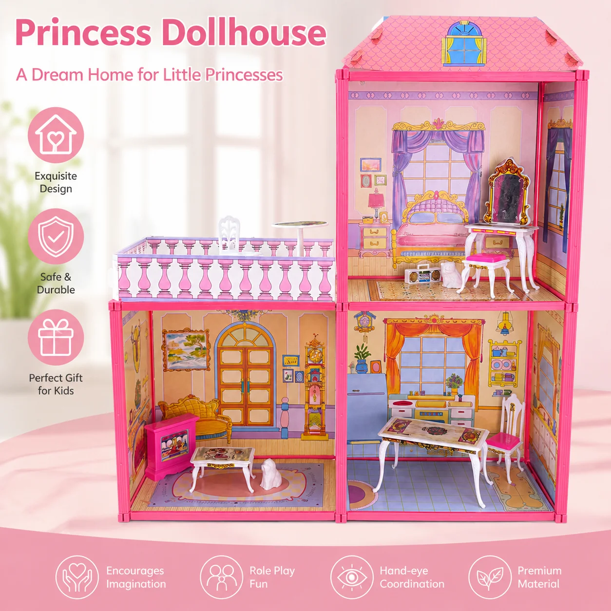 DIY Princess Villa Dollhouse Building Toy Pretend Play House Assembly Set Educational Role Play Gift for Girls Kids
DIY Princess Villa Dollhouse Building Toy Pretend Play House Assembly Set Educational Role Play Gift for Girls Kids