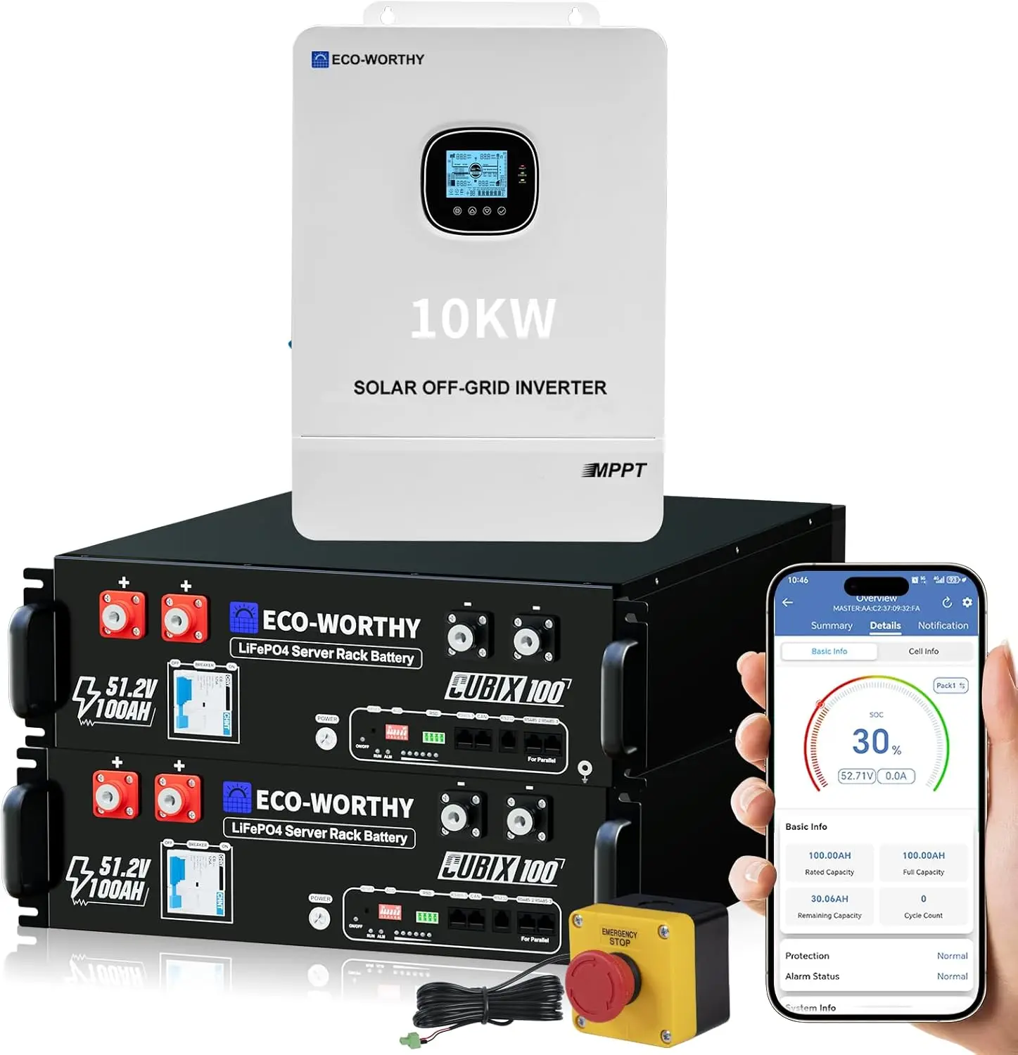 ECO-WORTHY Home Power Station Backup Power,AC 10000W Output+10240Wh LiFePO4 Battery Support Communication,Bluetooth and WiFi,Fast Charge,for Home Backup,Emergency,Solar System
ECO-WORTHY Home Power Station Backup Power,AC 10000W Output+10240Wh LiFePO4 Battery Support Communication,Bluetooth and WiFi,Fast Charge,for Home Backup,Emergency,Solar System
