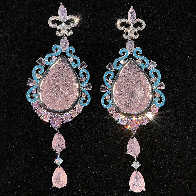 Gorgeous cubic zirconia earrings for women luxury jewelry gala event dinner party long large dangling earrings pink green blue
Gorgeous cubic zirconia earrings for women luxury jewelry gala event dinner party long large dangling earrings pink green blue