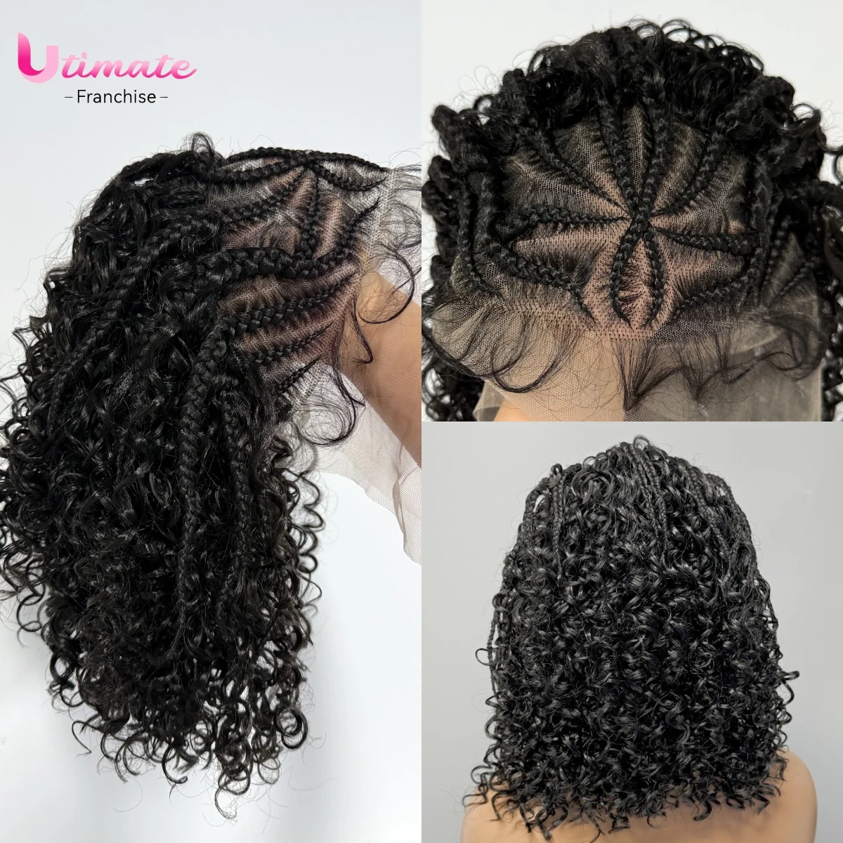 Cornrow Synthetic Hair wig Pre-styled Curly Bob Wigs Half Braided Wigs With Baby Hair For Women
Cornrow Synthetic Hair wig Pre-styled Curly Bob Wigs Half Braided Wigs With Baby Hair For Women