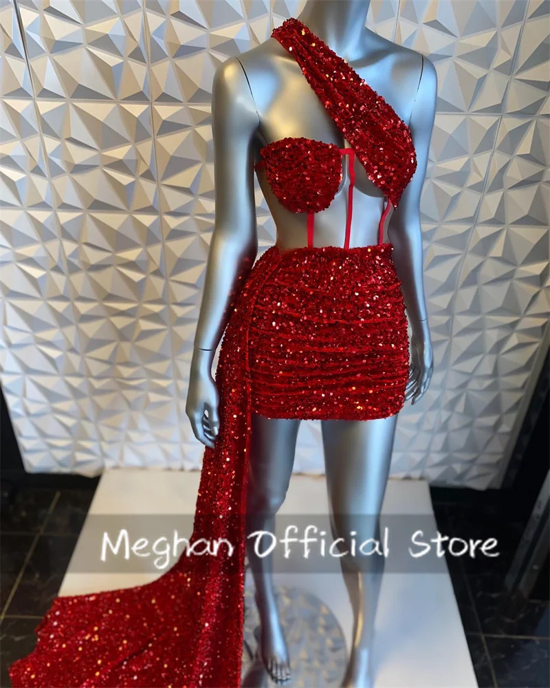 Red One Shoulder Short Prom Dresses For Black Girl Sequined Birthday Party Dress Mini Cocktail Homecoming Robe De Bal Customized
Red One Shoulder Short Prom Dresses For Black Girl Sequined Birthday Party Dress Mini Cocktail Homecoming Robe De Bal Customized