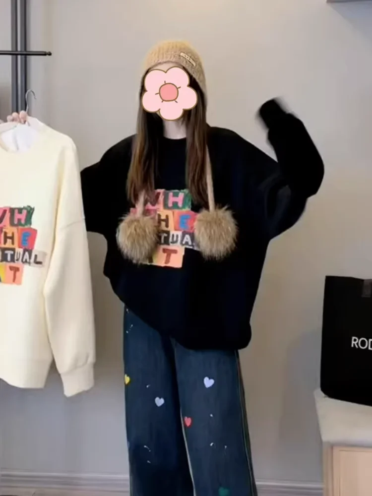 Retro American Letter Print round Neck Sweatshirt Women's Spring New Loose Thickened Hooded Pullover Shirt
Retro American Letter Print round Neck Sweatshirt Women's Spring New Loose Thickened Hooded Pullover Shirt