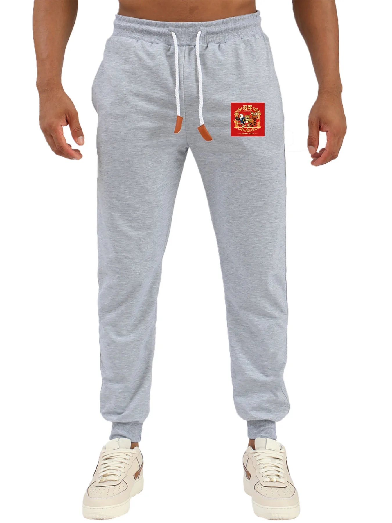 Men Jogger Pants Champion Cartoon Character Red Square Badge Print Elastic Waist Drawstring Sweatpants Men Casual Streetwear Spo
Men Jogger Pants Champion Cartoon Character Red Square Badge Print Elastic Waist Drawstring Sweatpants Men Casual Streetwear Spo