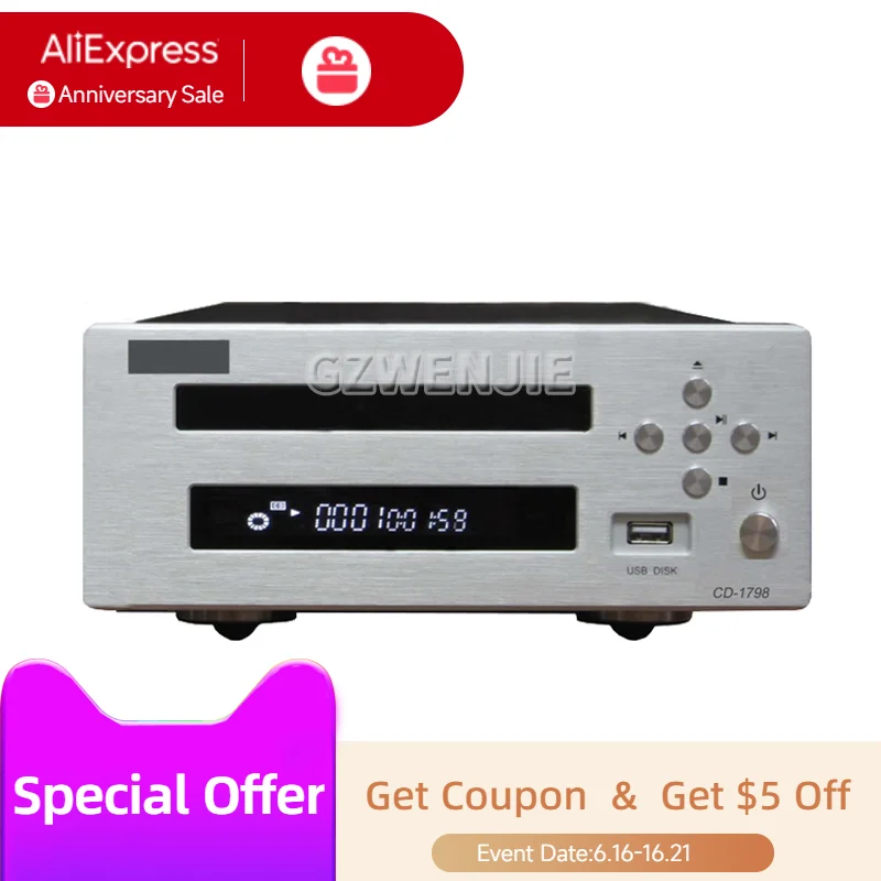 Fully Balanced CD Player PCM1798 DAC 24bit 192KHz Lossless Decoding JRC5532D Op-Amp Combo USB Read Playback HIFI Audio Player
Fully Balanced CD Player PCM1798 DAC 24bit 192KHz Lossless Decoding JRC5532D Op-Amp Combo USB Read Playback HIFI Audio Player