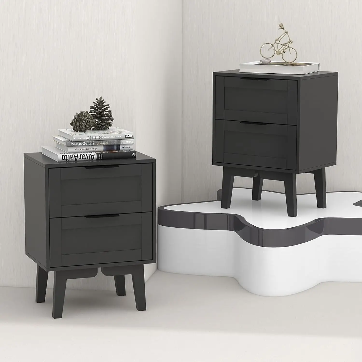 Modern Black Nightstand Set 2 with Drawer Mid Century 22 Inch Bed Side Table Bedroom Black Night Stand Set of 2 Bedside Table Se
Modern Black Nightstand Set 2 with Drawer Mid Century 22 Inch Bed Side Table Bedroom Black Night Stand Set of 2 Bedside Table Se