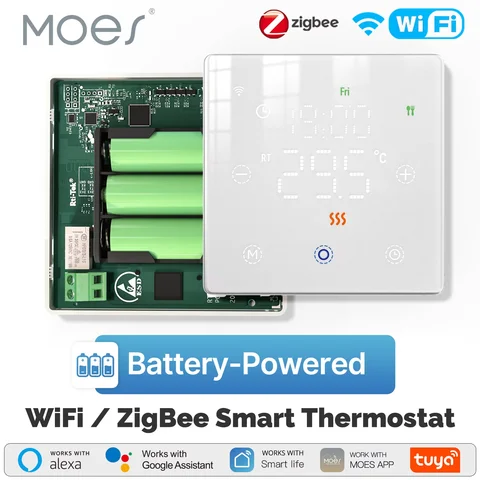 MOES Tuya WiFi/ZigBee Akıllı Termostat Pille Çalışan Termoregülatör Gaz Kazanı Sıcaklık Kontrol Cihazı Alexa Google Home tarafından