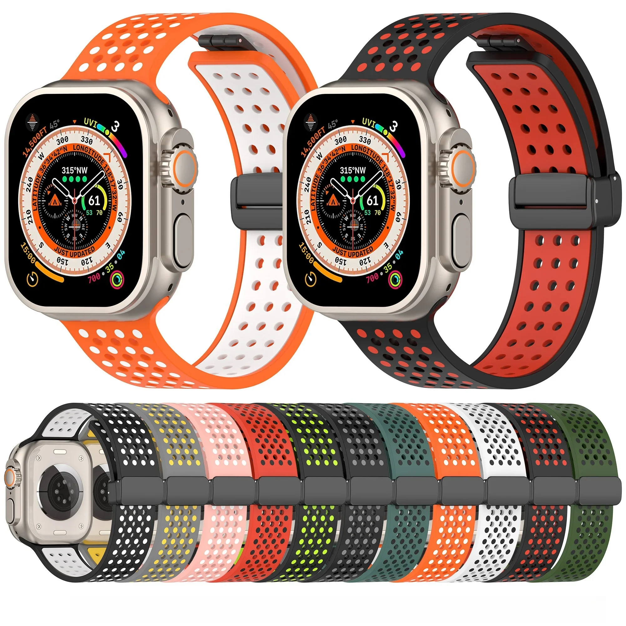 Magnetic Folding Buckle Dual Color Silicone Strap For iwatch Watch Band38/40/41/42/44/45/49MMSmart Watch Accessories iWatchS9S87
Magnetic Folding Buckle Dual Color Silicone Strap For iwatch Watch Band38/40/41/42/44/45/49MMSmart Watch Accessories iWatchS9S87