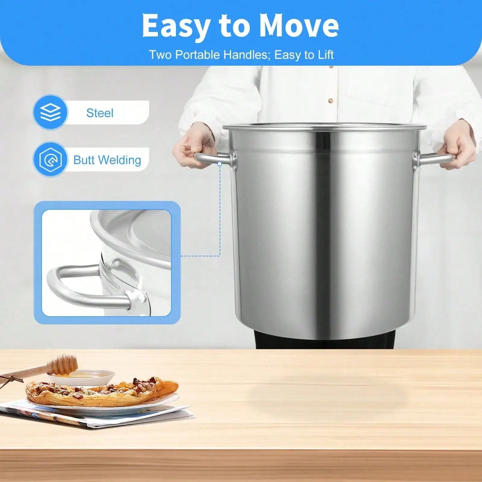 Large Stock Pot Stainless Steel Restaurant Kitchen Soup Big Cooking With Lid 35L
Large Stock Pot Stainless Steel Restaurant Kitchen Soup Big Cooking With Lid 35L