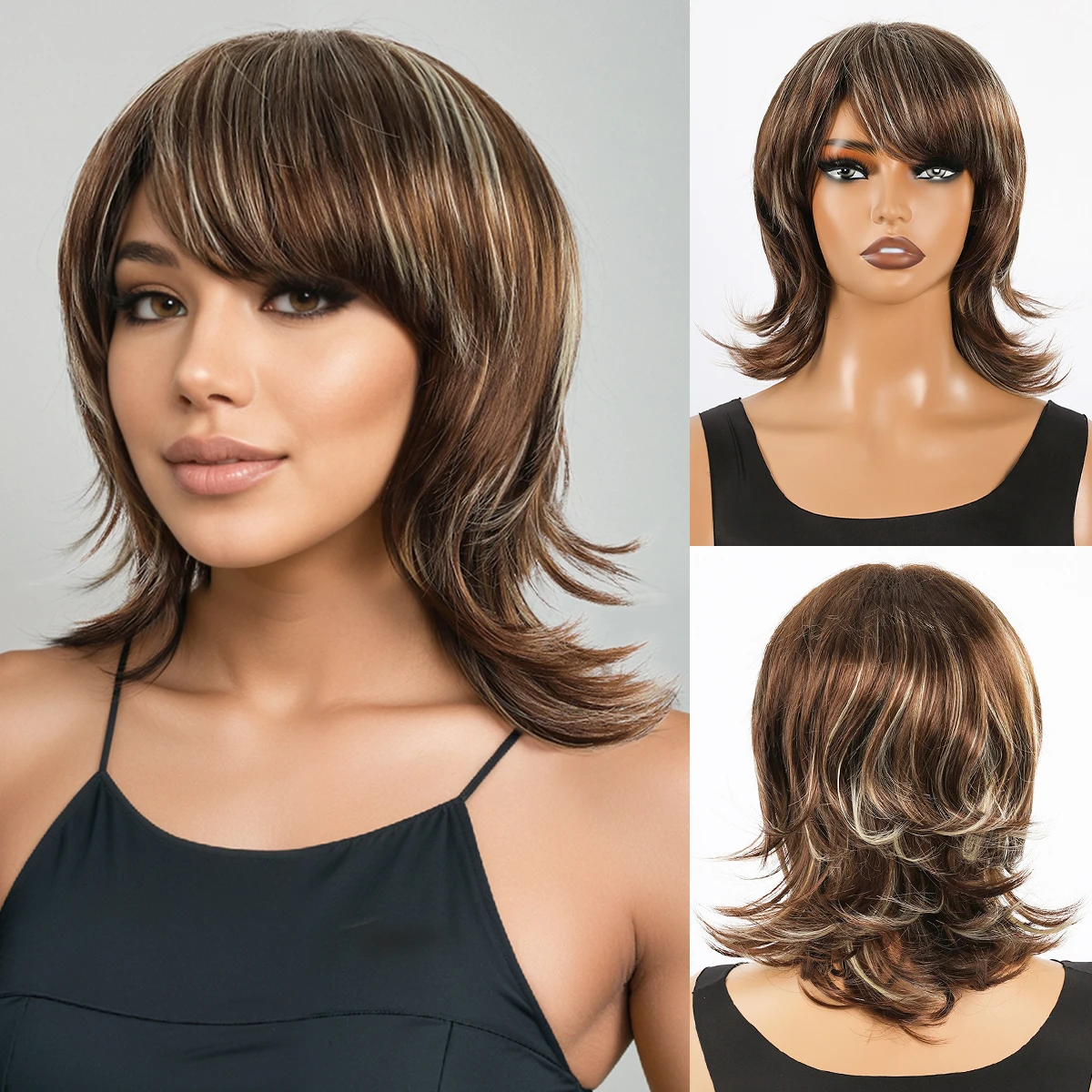 Synthetic Medium and Short Mixed Color Synthetic Fiber Women's Wig High Temperature Silk Wig Durable No Glue Wear Buckle Wig
Synthetic Medium and Short Mixed Color Synthetic Fiber Women's Wig High Temperature Silk Wig Durable No Glue Wear Buckle Wig
