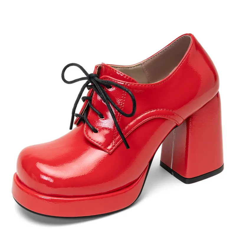 Patent PU Leather Red White Black Lace-up Square Chunky High Heels Oxfords Shoes Plus Size 44 45 Platform Office Pumps
Patent PU Leather Red White Black Lace-up Square Chunky High Heels Oxfords Shoes Plus Size 44 45 Platform Office Pumps
