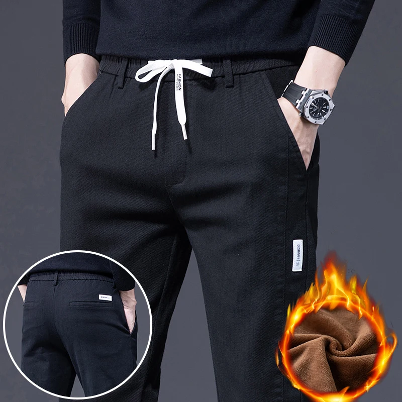 Solid Winter Warm Straight Casual Pants Men Business Cotton Fleece Stretch Slim Trousers Fashion Young Male Clothing Sizes 28-38
Solid Winter Warm Straight Casual Pants Men Business Cotton Fleece Stretch Slim Trousers Fashion Young Male Clothing Sizes 28-38