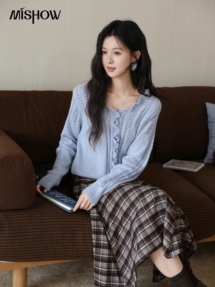 MISHOW вязаный свитер с v-образным вырезом и рюшами, осень 2022, вязаный свитер из витой веревки, однобортный однотонный топ из мохера MXE46Z2539
MISHOW вязаный свитер с v-образным вырезом и рюшами, осень 2022, вязаный свитер из витой веревки, однобортный однотонный топ из мохера MXE46Z2539