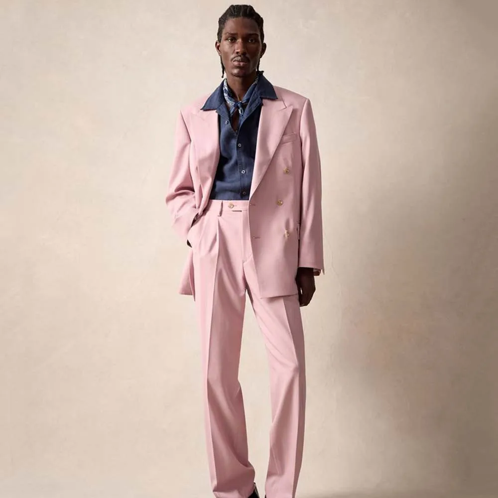 Handsome Pink Suits for Men Double Breasted 2 Pieces Jacket Pants Blazers Sets Smart Banquet Party Office Wedding Male Clothing
Handsome Pink Suits for Men Double Breasted 2 Pieces Jacket Pants Blazers Sets Smart Banquet Party Office Wedding Male Clothing