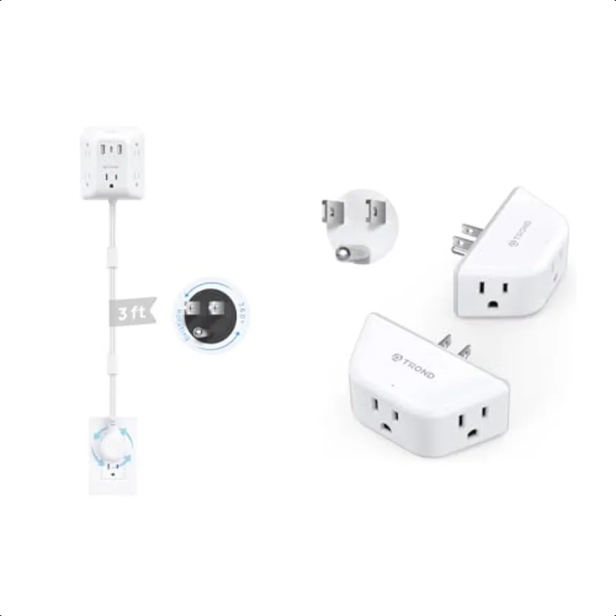 Multi Plug Outlet Extender 2 Pack + 360 Rotating Plug Outlet Extender Elctrical Wall Splitter 3 Way Angled Wall Outlet Adapter
Multi Plug Outlet Extender 2 Pack + 360 Rotating Plug Outlet Extender Elctrical Wall Splitter 3 Way Angled Wall Outlet Adapter