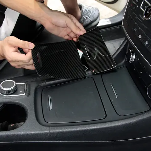 Boîte de rangement en fibre de carbone pour console centrale de voiture, décoration de panneau pour Mercedes Benz, CLA, GLA, classe A, W117, W176, A180, 2014-2017