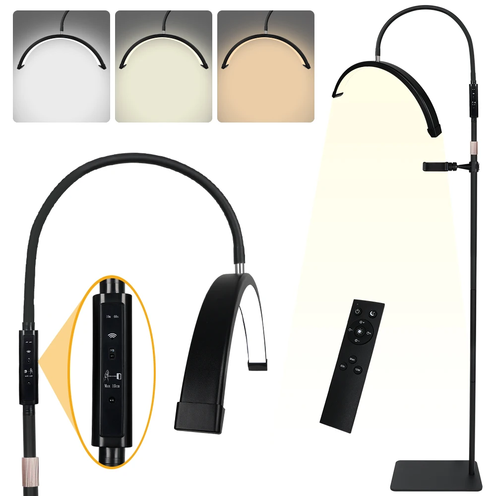 3000K-6500K 19in Gooseneck Half Moon Light 30W LED Floor Lash Lamp with Remote Control for Lashes Nail Desk Tattoo Estheticians
3000K-6500K 19in Gooseneck Half Moon Light 30W LED Floor Lash Lamp with Remote Control for Lashes Nail Desk Tattoo Estheticians