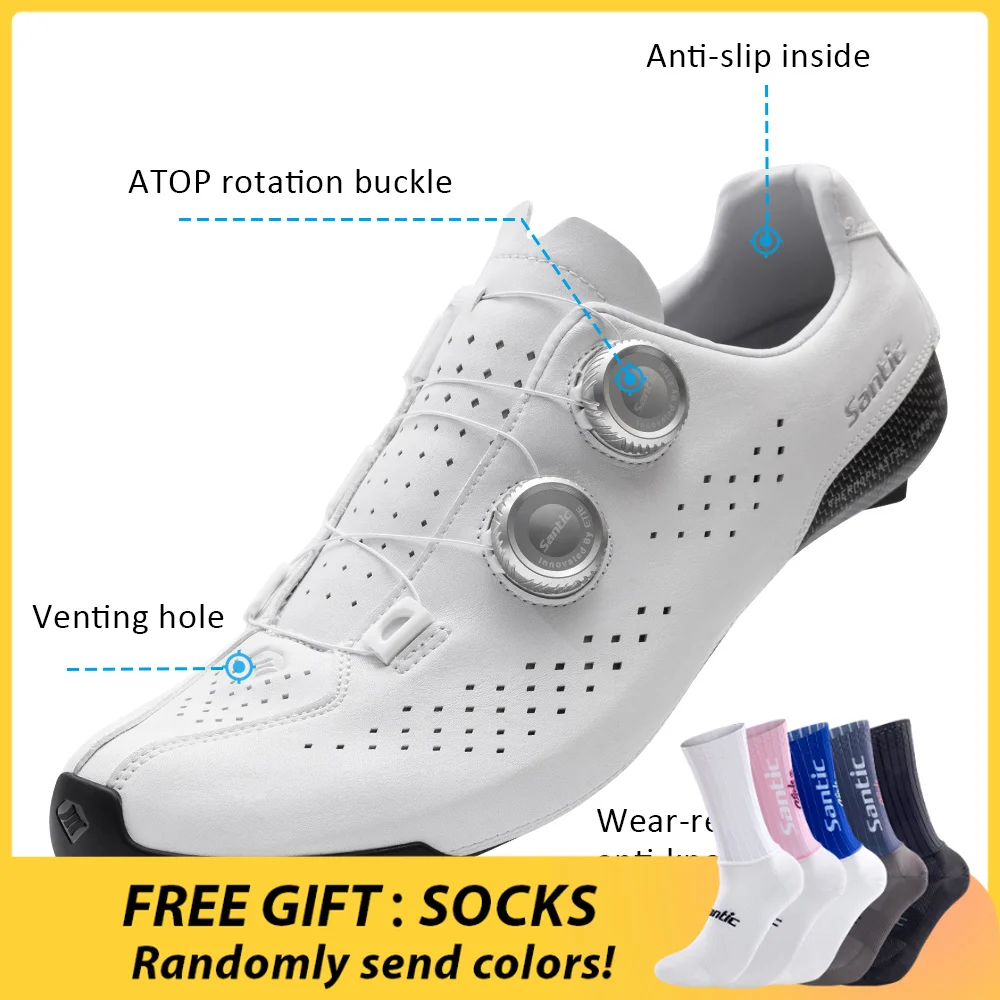 Santic Men's Wide Last Road Cycling ShoesThermoplastic Carbon Sole ATOP Quick-Lock Buckle Breathable Professional Bicycle Shoes
Santic Men's Wide Last Road Cycling ShoesThermoplastic Carbon Sole ATOP Quick-Lock Buckle Breathable Professional Bicycle Shoes