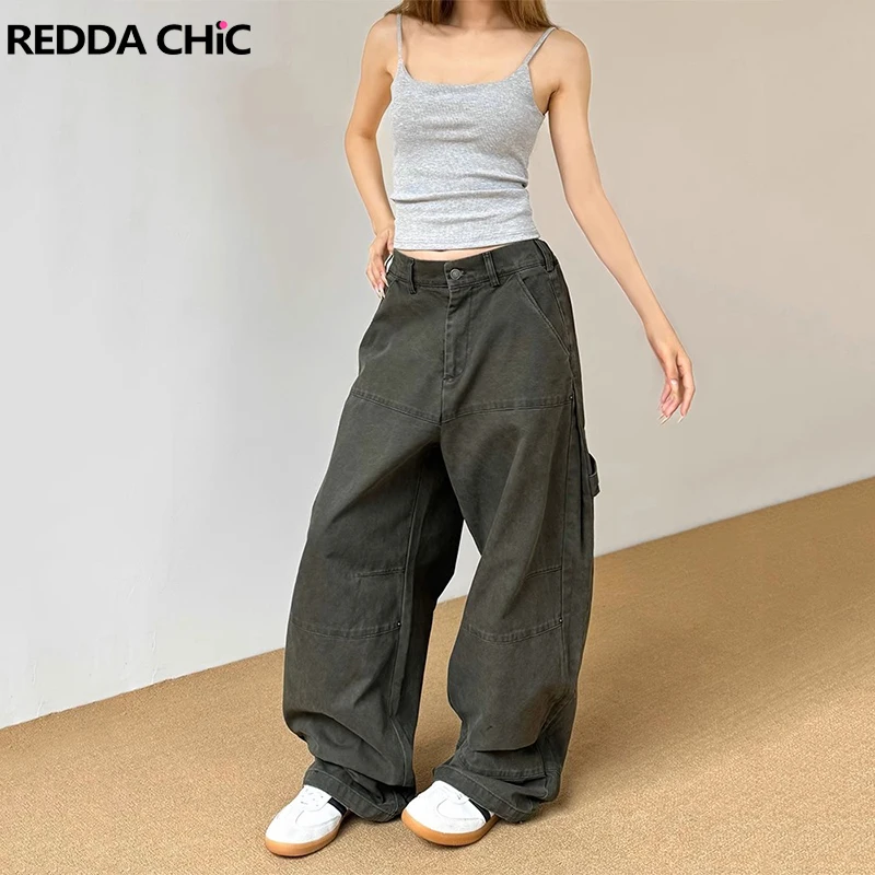 ReddaChic рваные зеленые широкие брюки-карго женские винтажные прямые однотонные мешковатые джинсы с эластичной резинкой на талии уличная одежда в стиле хип-хоп
ReddaChic рваные зеленые широкие брюки-карго женские винтажные прямые однотонные мешковатые джинсы с эластичной резинкой на талии уличная одежда в стиле хип-хоп