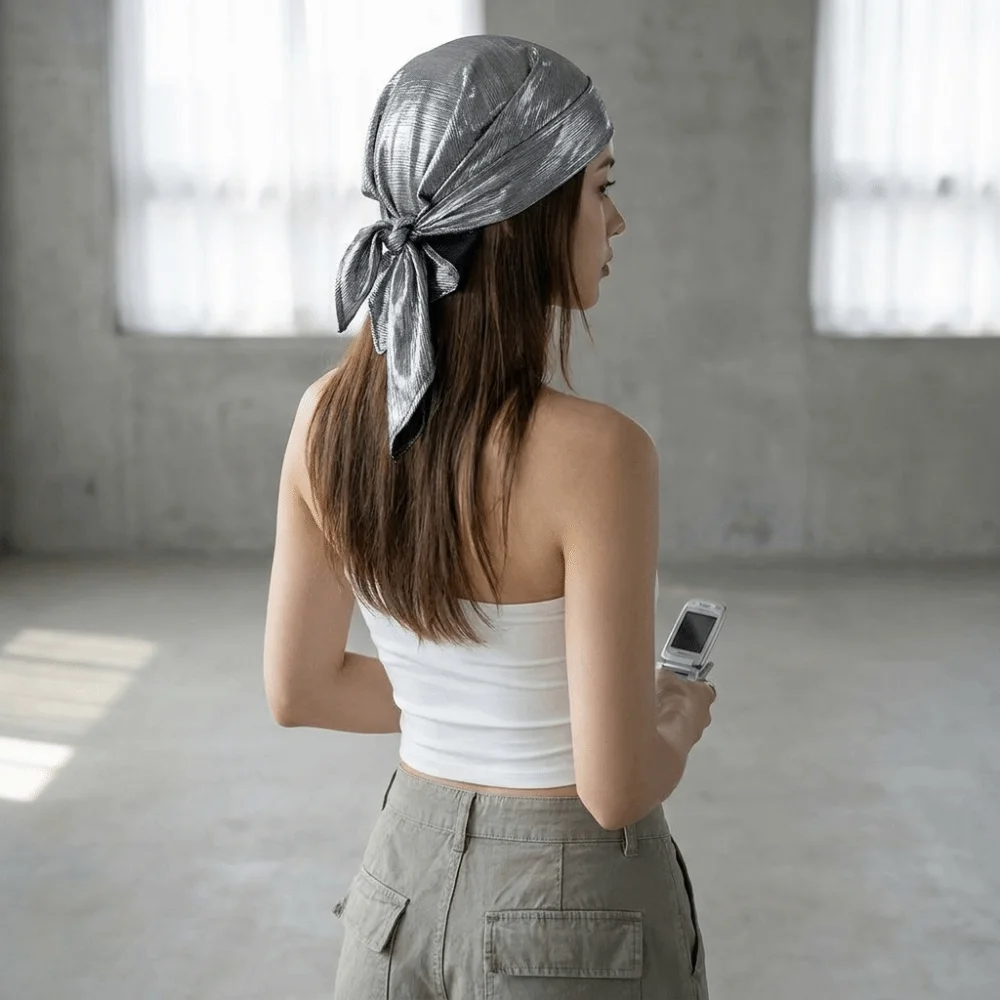 Y2K Polyester Liquid Silvery Headscarf Sparkly Stripe Shiny Metallic Bandana Breathable Lightweight Satin Square Turban Outings
Y2K Polyester Liquid Silvery Headscarf Sparkly Stripe Shiny Metallic Bandana Breathable Lightweight Satin Square Turban Outings