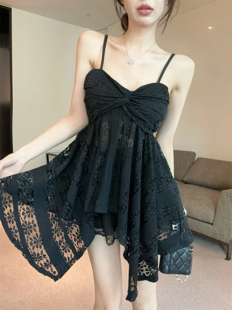 Pure Sexy Twist Lace Strap Dress Women's Summer Hot Girl Irregular A-line Short Dress Fashion Female Clothes
Pure Sexy Twist Lace Strap Dress Women's Summer Hot Girl Irregular A-line Short Dress Fashion Female Clothes