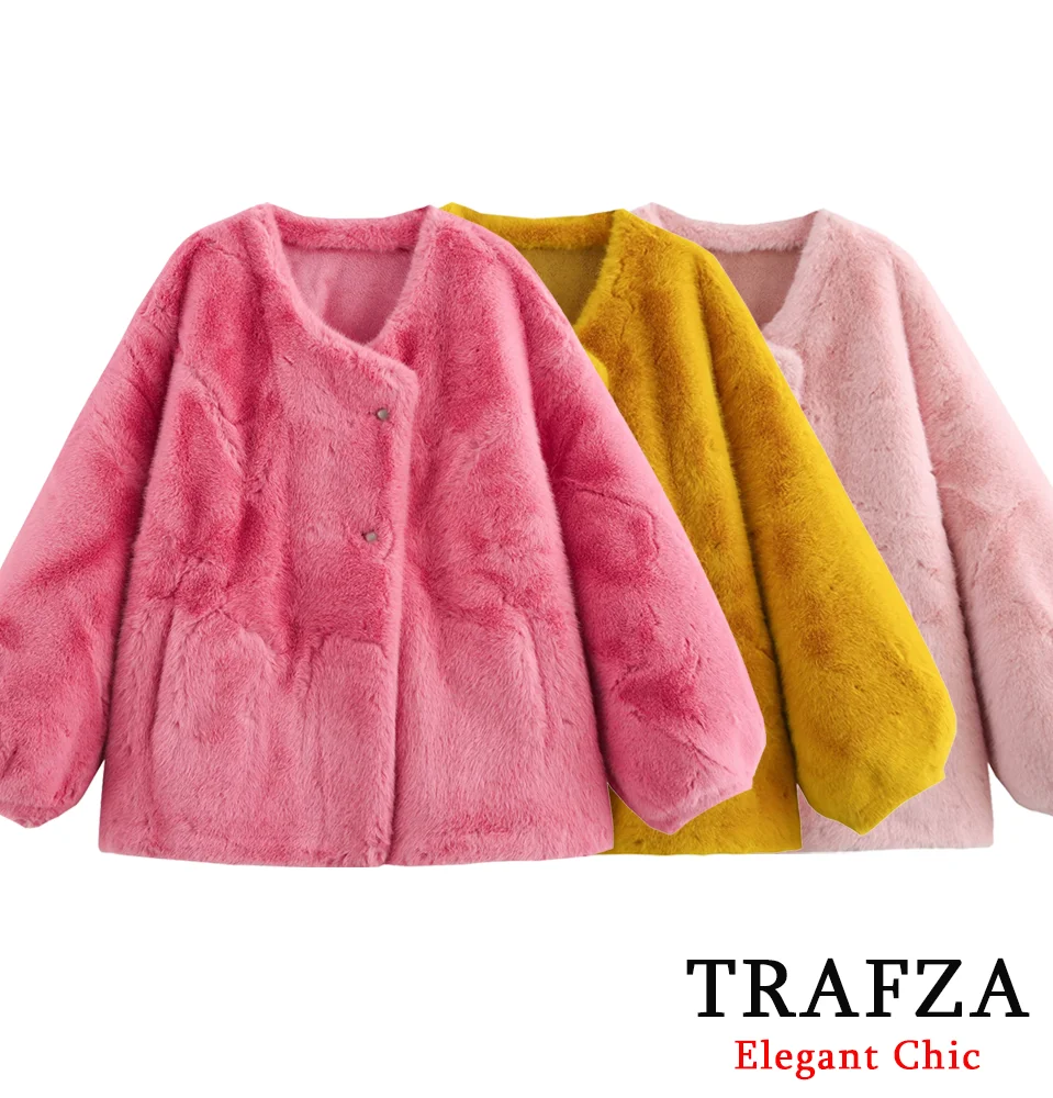TRAFZA Women Fall Winter Fur-Effect Loose Jacket Loose Faux Fur Coat New 2024 Fashion Casual Vibrant Colorways High Street Coat
TRAFZA Women Fall Winter Fur-Effect Loose Jacket Loose Faux Fur Coat New 2024 Fashion Casual Vibrant Colorways High Street Coat