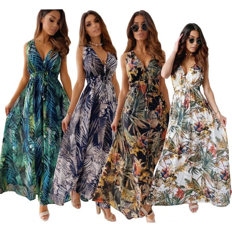Summer Women's Fashion Dress Open Back Sexy Printed Split Lace A-line Beach Dress Unique Flower Trendy Vintage Holiday Long Dre
Summer Women's Fashion Dress Open Back Sexy Printed Split Lace A-line Beach Dress Unique Flower Trendy Vintage Holiday Long Dre