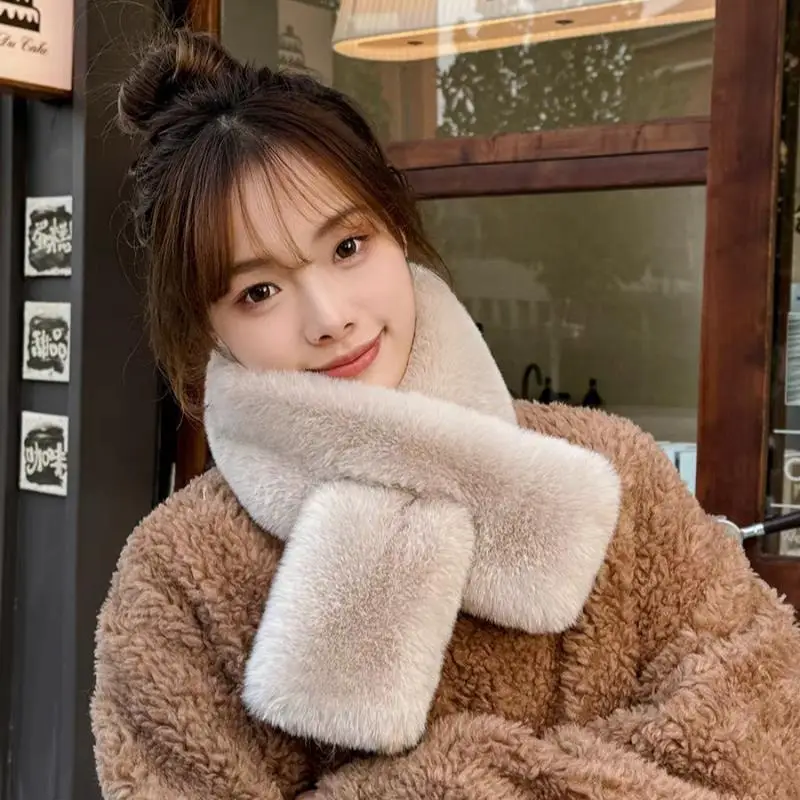 Winter Warm Thicken Cross Collar Scarf Faux Rabbit Fur Neck Scarf Plush Neck Warmer Elegant Plush Shawl Scarves Christmas Gift 
Winter Warm Thicken Cross Collar Scarf Faux Rabbit Fur Neck Scarf Plush Neck Warmer Elegant Plush Shawl Scarves Christmas Gift
