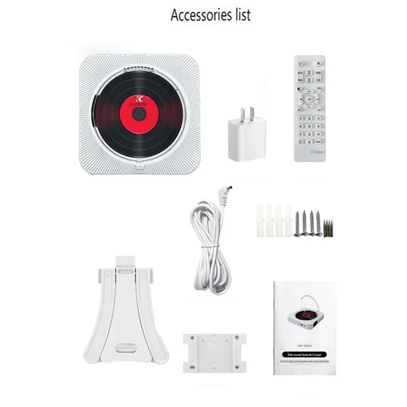 Portable CD Music Player Wall Mounted Bluetooth-compatible 5.1 3.5mm Music Player FM Radio Stereo Speaker CD Player with Bracket
Portable CD Music Player Wall Mounted Bluetooth-compatible 5.1 3.5mm Music Player FM Radio Stereo Speaker CD Player with Bracket