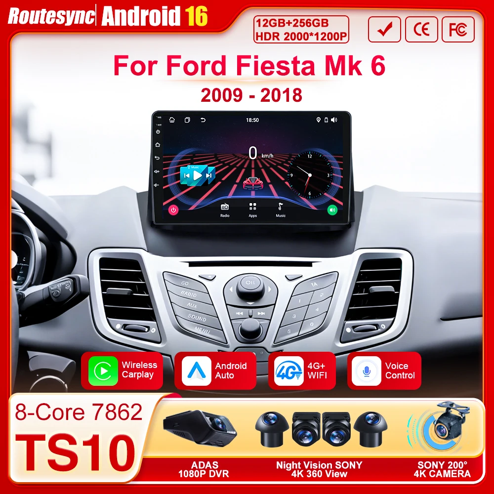 For Ford Fiesta Mk 6 2009 - 2018 Android 16 Carplay Auto Screen Car Radio Multimedia Video Player Bluetooth Mirror Link DSP 4G
For Ford Fiesta Mk 6 2009 - 2018 Android 16 Carplay Auto Screen Car Radio Multimedia Video Player Bluetooth Mirror Link DSP 4G