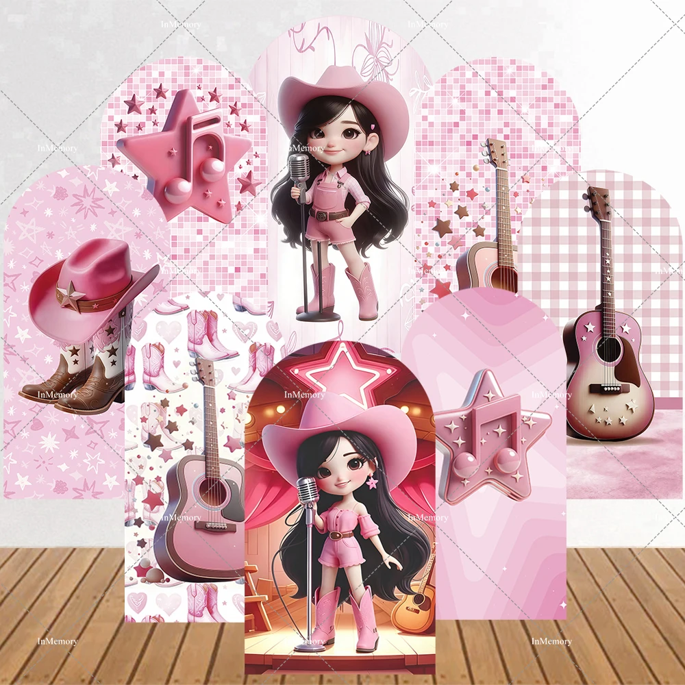 Pink Cowgirl Arch Backdrop Cover Western Country Girl Singing Guitar Boot Arched Background Girl Birthday Decoration 2-sided
Pink Cowgirl Arch Backdrop Cover Western Country Girl Singing Guitar Boot Arched Background Girl Birthday Decoration 2-sided
