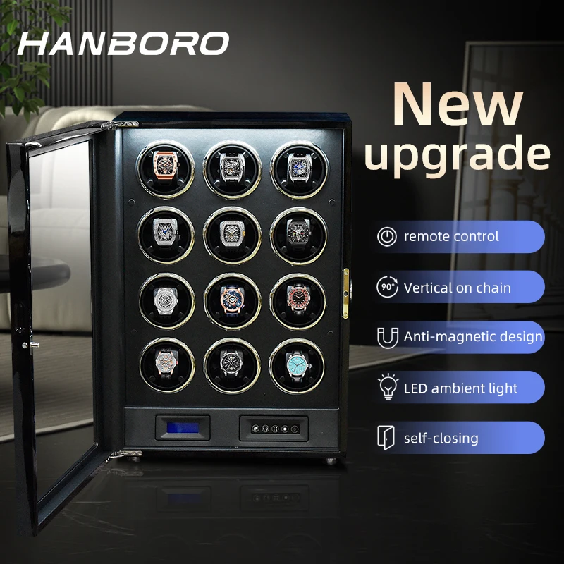 HANBORO Luxury Watch Winder for Fingerprint Unlocking Automatic Watches Box With Mabuchi Mute Motor Watch Cabinet Clock Storage
HANBORO Luxury Watch Winder for Fingerprint Unlocking Automatic Watches Box With Mabuchi Mute Motor Watch Cabinet Clock Storage