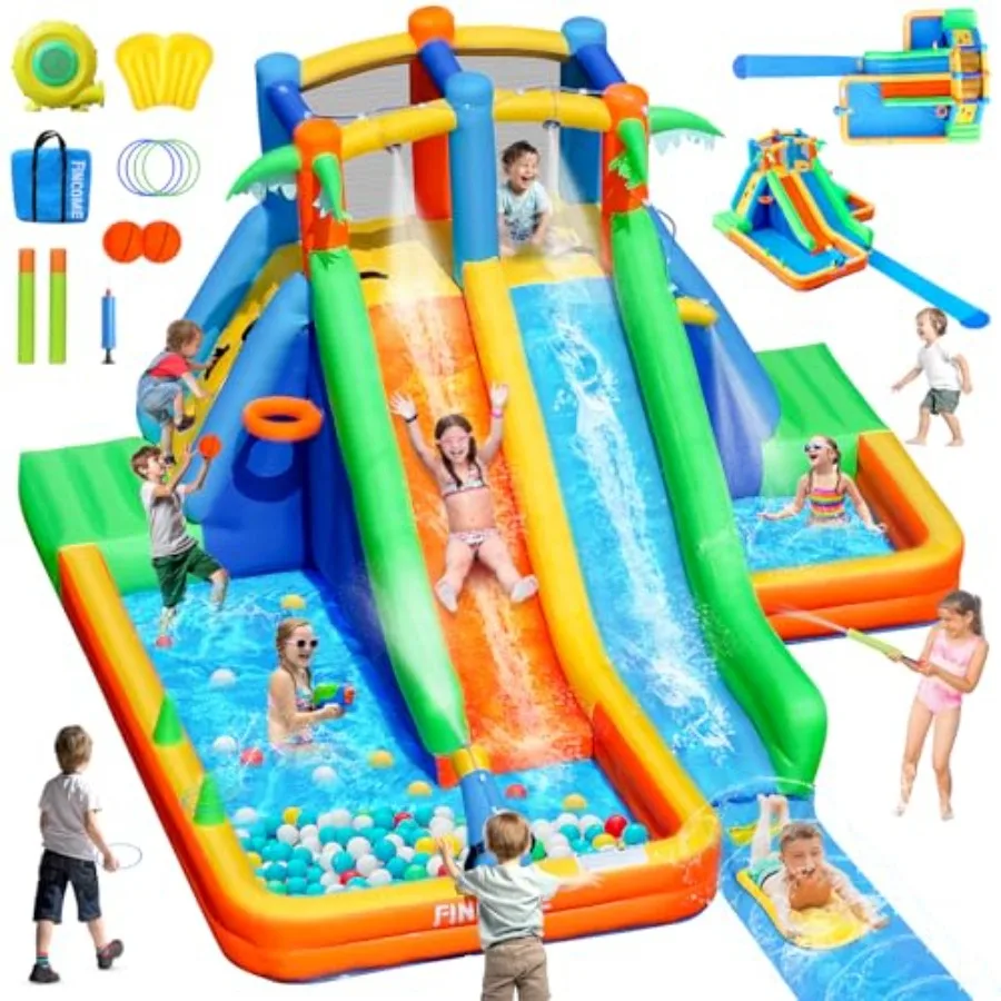 Inflatable Water Slide Bounce House with Extend Long Splash Waterslide for Backyard Blow Up Bouncy Castle Park with 2 Water Poo
Inflatable Water Slide Bounce House with Extend Long Splash Waterslide for Backyard Blow Up Bouncy Castle Park with 2 Water Poo