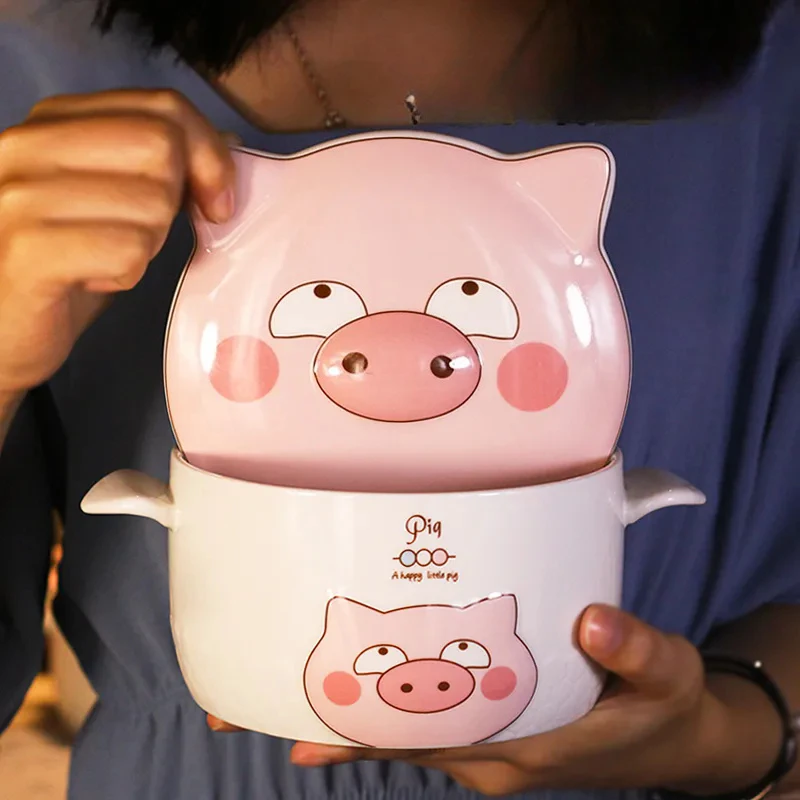 Cute cartoon little pig girl heart student soup bowl instant noodles bowl with lid destiny cute noodles ceramic
Cute cartoon little pig girl heart student soup bowl instant noodles bowl with lid destiny cute noodles ceramic