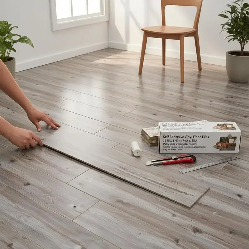 Peel and Stick Flooring Planks 36x6 Inch For Kitchen Dining Room Bedroom, Vintage Wood Grain DIY Surface 36 Tiles 0.62mm Thickness Home Decor Accessory
Peel and Stick Flooring Planks 36x6 Inch For Kitchen Dining Room Bedroom, Vintage Wood Grain DIY Surface 36 Tiles 0.62mm Thickness Home Decor Accessory