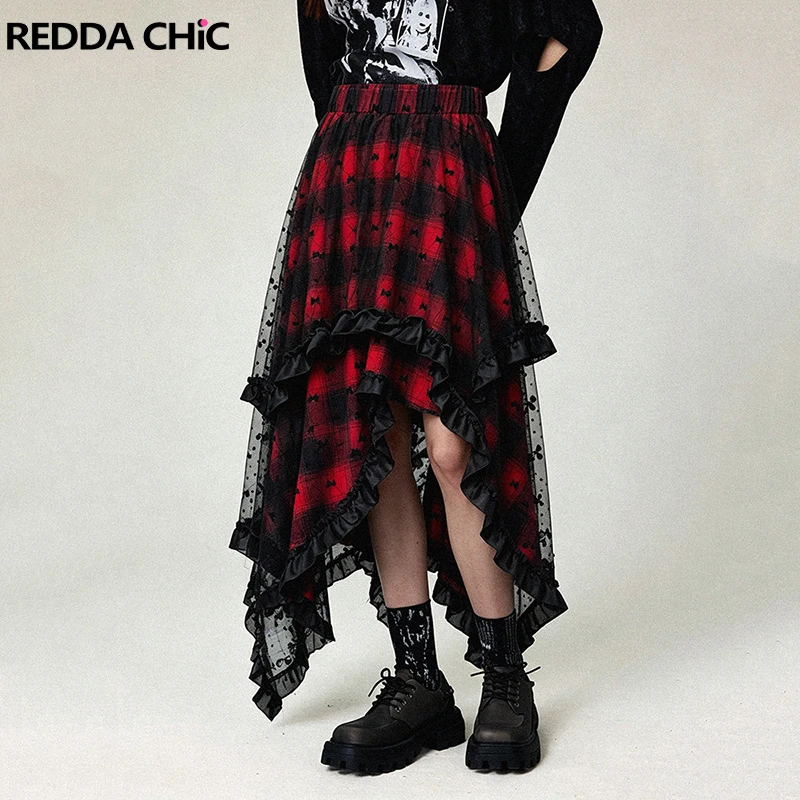 REDDACHiC Women Lace Layered Plaid Skirt Vantage Velvet Elastic Waist Irregular Ruffle Long Skirt Gothic Alternative Clothes
REDDACHiC Women Lace Layered Plaid Skirt Vantage Velvet Elastic Waist Irregular Ruffle Long Skirt Gothic Alternative Clothes