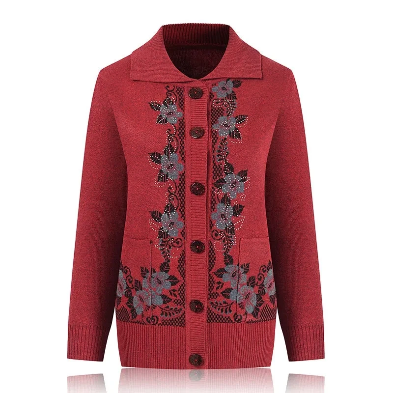 Middle-Aged Elderly Women's Sweater 60-70-80 Year Old Mother Sweater Coat Lapel Pocket Cardigan Jacket Spring Autumn Coat Tops
Middle-Aged Elderly Women's Sweater 60-70-80 Year Old Mother Sweater Coat Lapel Pocket Cardigan Jacket Spring Autumn Coat Tops