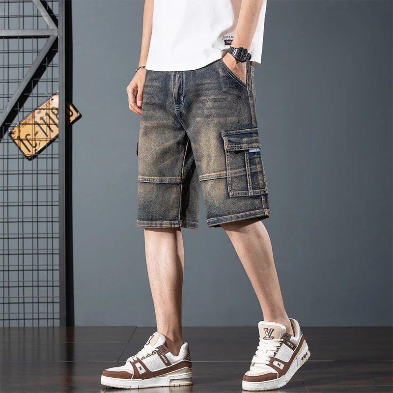 Summer stretch denim shorts for men Men's loose multi-pocket cargo denim shorts Plus size 28-44
Summer stretch denim shorts for men Men's loose multi-pocket cargo denim shorts Plus size 28-44
