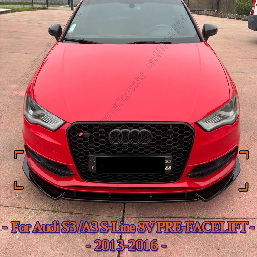 3 шт. разветвитель переднего бампера для Audi S3/A3 S-Line 8V PRE-FACELIFT 2013-2016, глянцевый черный передний разветвитель, комплекты кузова, тюнинговые накладки 
3 шт. разветвитель переднего бампера для Audi S3/A3 S-Line 8V PRE-FACELIFT 2013-2016, глянцевый черный передний разветвитель, комплекты кузова, тюнинговые накладки