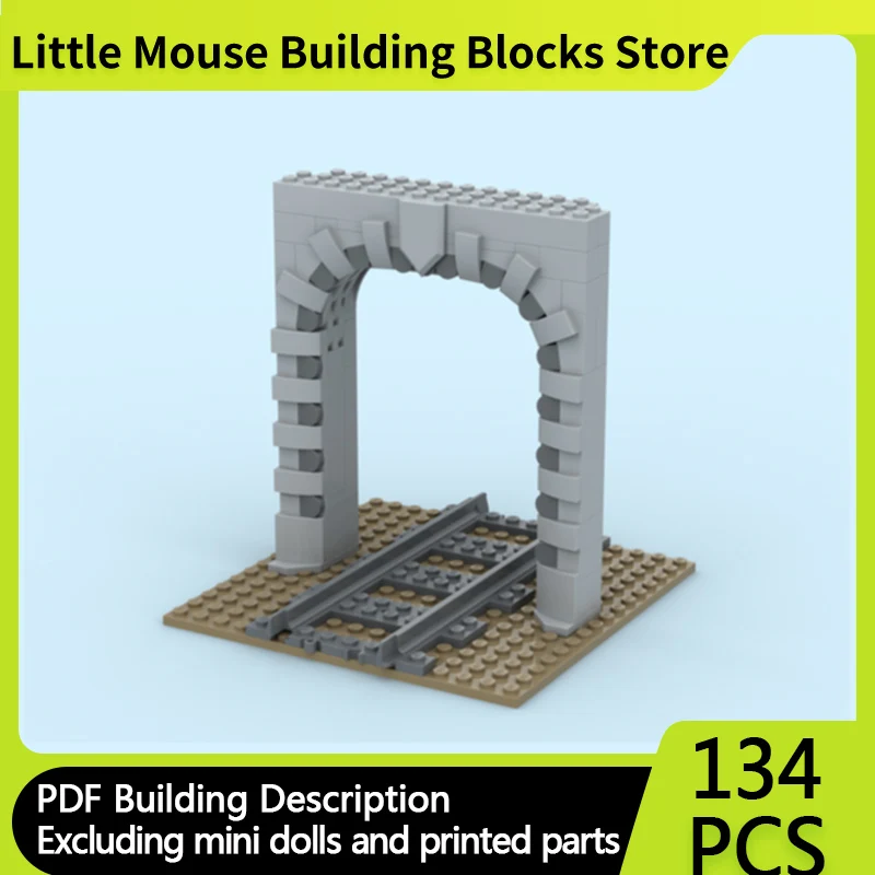 Street View Model MOC Building Bricks Rounded Train Tunnel Portal Modular Technology Children Holiday Gifts Assemble Toys Suit