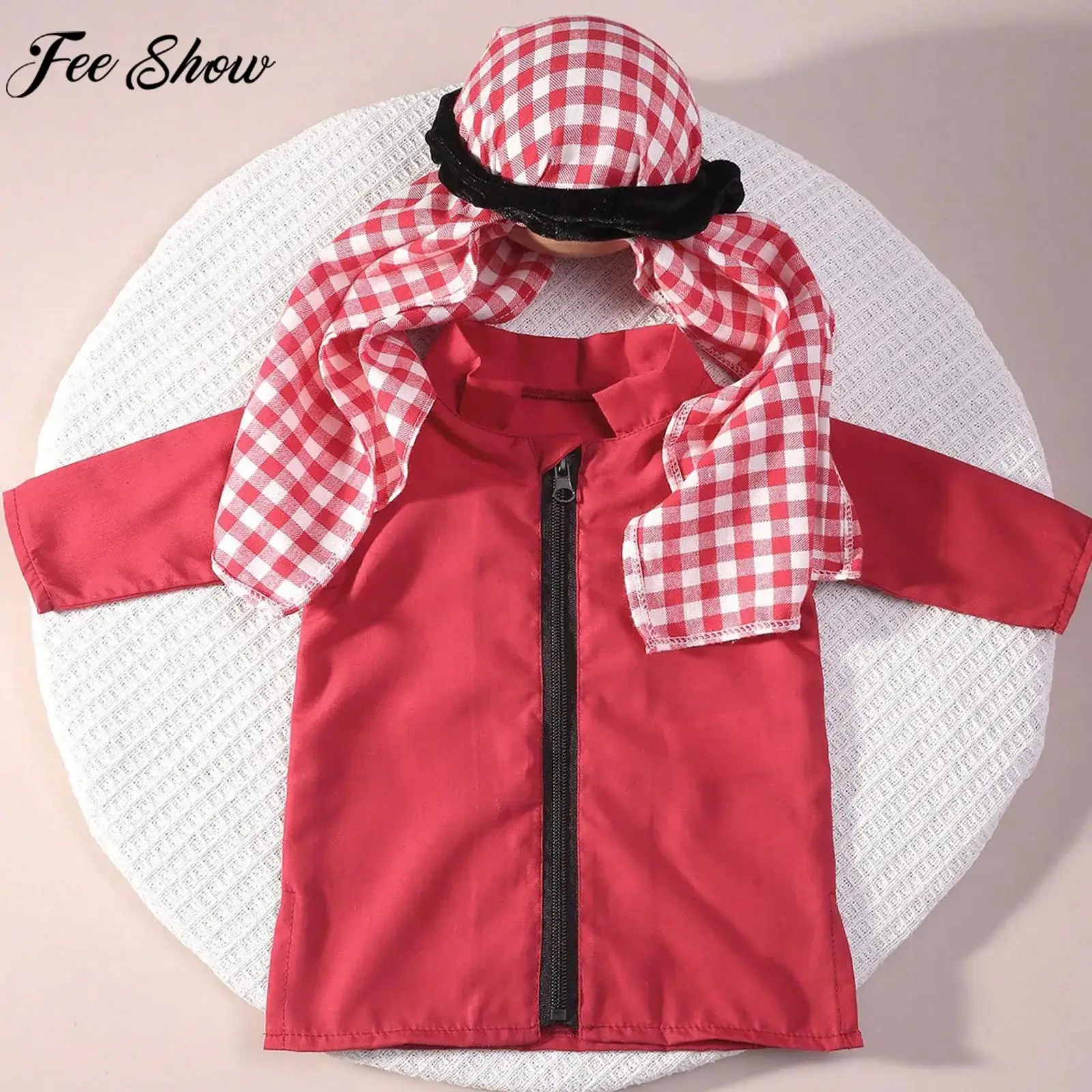 Одежда для фотосъемки новорожденных на Ближнем Востоке, халат с клетчатым тюрбаном, арабский Дубай, принц, карнавальный костюм для тематической вечеринки на Хэллоуин 
Одежда для фотосъемки новорожденных на Ближнем Востоке, халат с клетчатым тюрбаном, арабский Дубай, принц, карнавальный костюм для тематической вечеринки на Хэллоуин