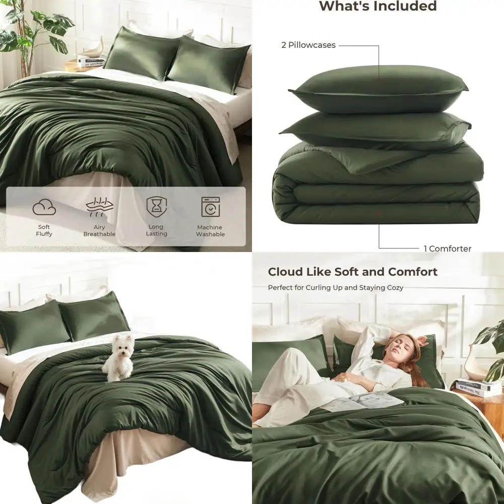 Olive Green Queen Size Oversized 3-Piece Lightweight Solid Comforter Set, All Season Bedding with 98x98 Comforter & 2 Pillowcase
Olive Green Queen Size Oversized 3-Piece Lightweight Solid Comforter Set, All Season Bedding with 98x98 Comforter & 2 Pillowcase