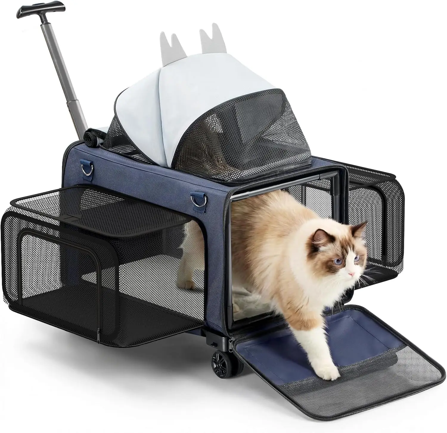 3-Sided Expandable Pet Cat Carrier with Wheels & Hammock, 24-Inch Soft-Sided Portable Rolling Pet Carrier for Large Cats, Med
3-Sided Expandable Pet Cat Carrier with Wheels & Hammock, 24-Inch Soft-Sided Portable Rolling Pet Carrier for Large Cats, Med