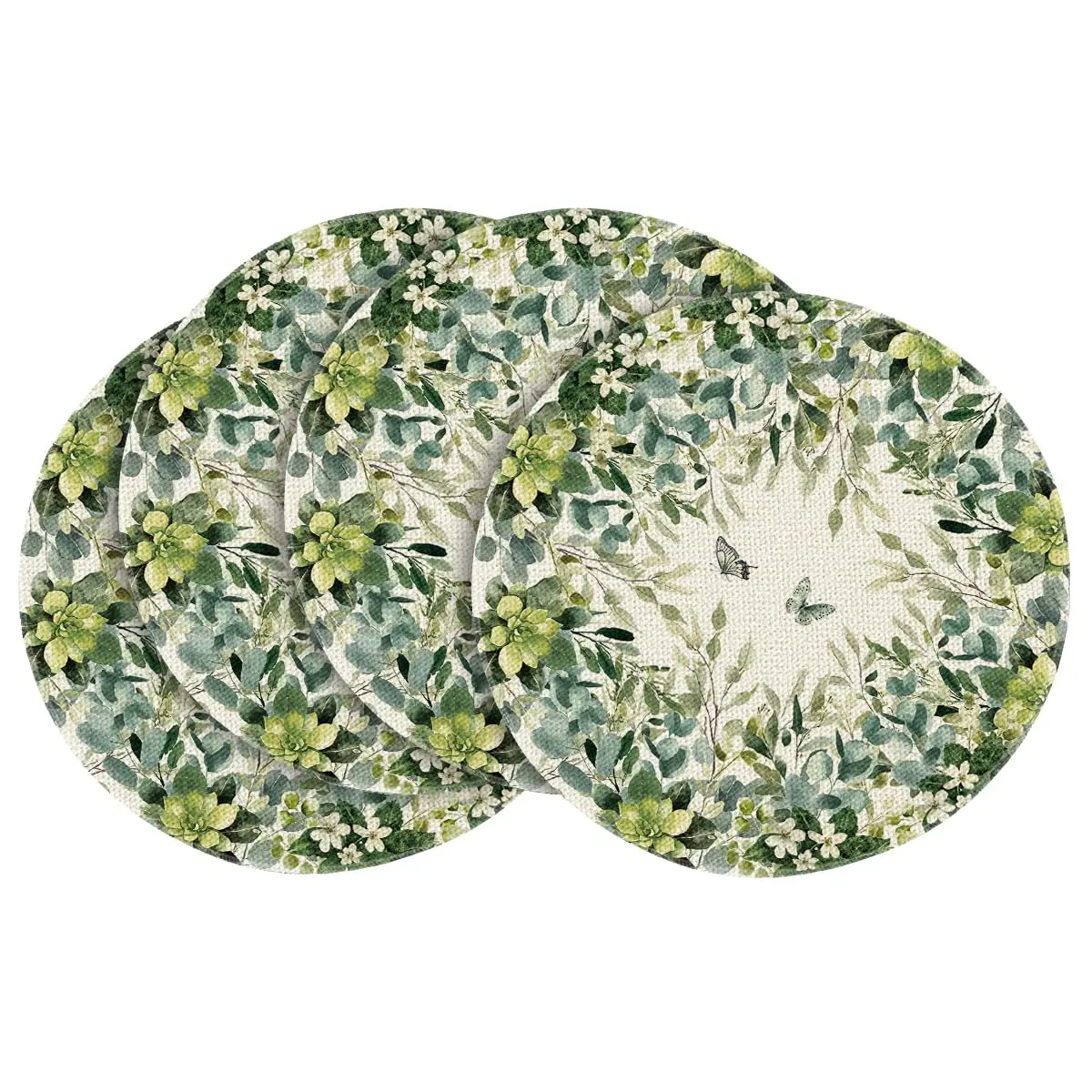 Eucalyptus Butterfly Summer Placemats Set of 4, 14 Inch Round Seasonal Wild Flowers Table Mats for Party Kitchen Dining Decor
Eucalyptus Butterfly Summer Placemats Set of 4, 14 Inch Round Seasonal Wild Flowers Table Mats for Party Kitchen Dining Decor