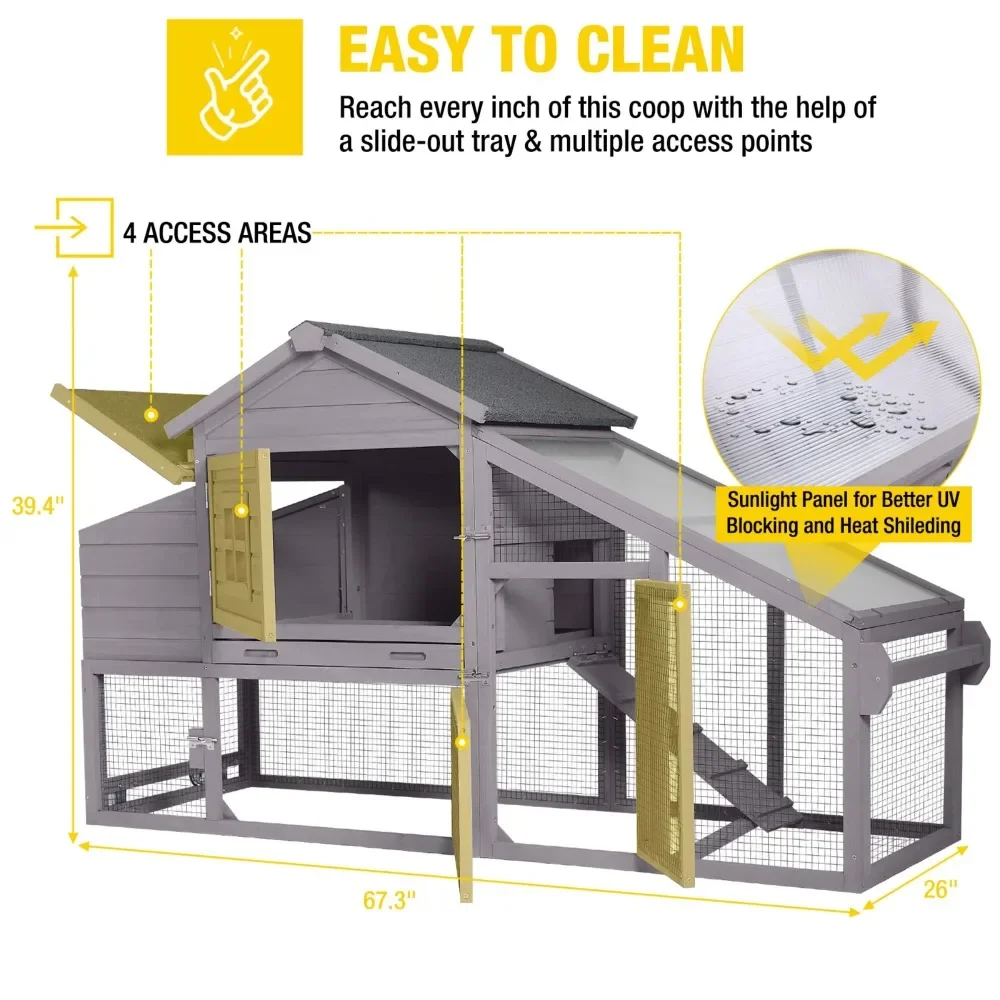 Large Poultry Cage for Outdoor, Wood Hen House with Nesting Box Backyard Chicken House, Movable Chicken Coop with Wheels
Large Poultry Cage for Outdoor, Wood Hen House with Nesting Box Backyard Chicken House, Movable Chicken Coop with Wheels