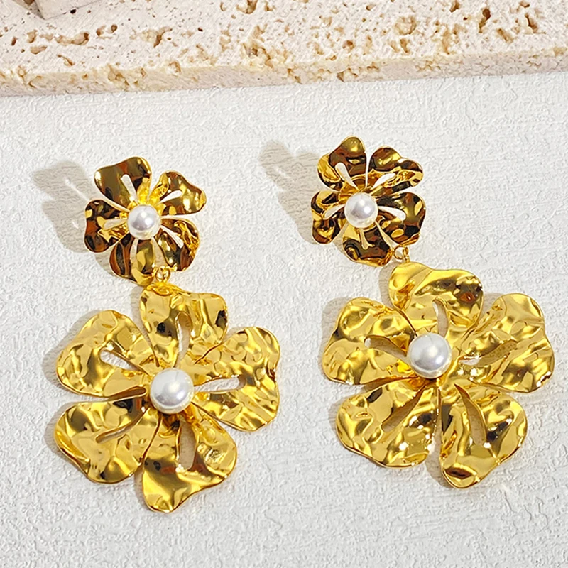 PRISCA | Big Metal Flower Earring Women Stainless Steel Korean Fashion Pearl Jewelry New Design
PRISCA | Big Metal Flower Earring Women Stainless Steel Korean Fashion Pearl Jewelry New Design