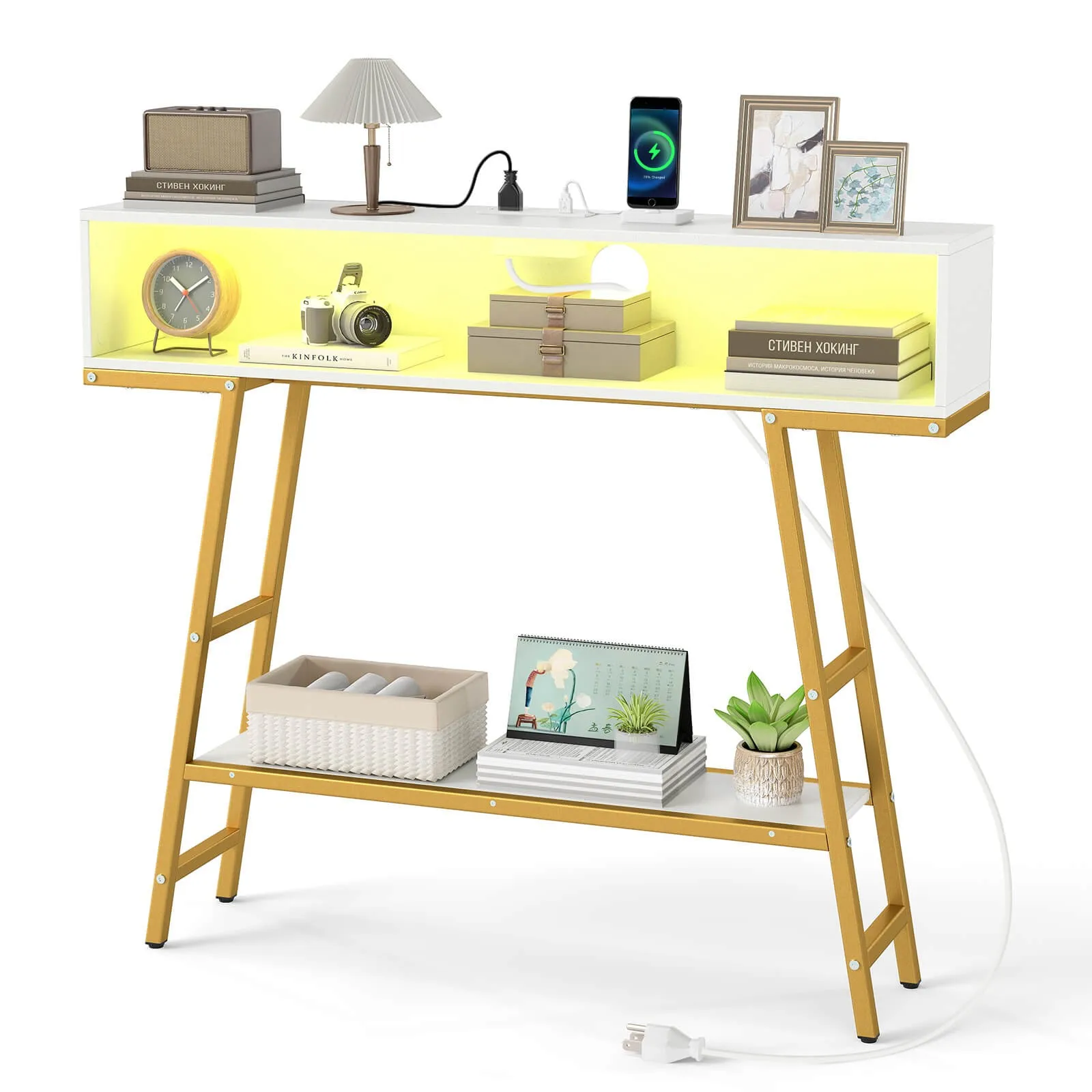 40" Console Table w/ Power Strip 3-Tier Entryway Table w/ RGB LED Lights
40" Console Table w/ Power Strip 3-Tier Entryway Table w/ RGB LED Lights